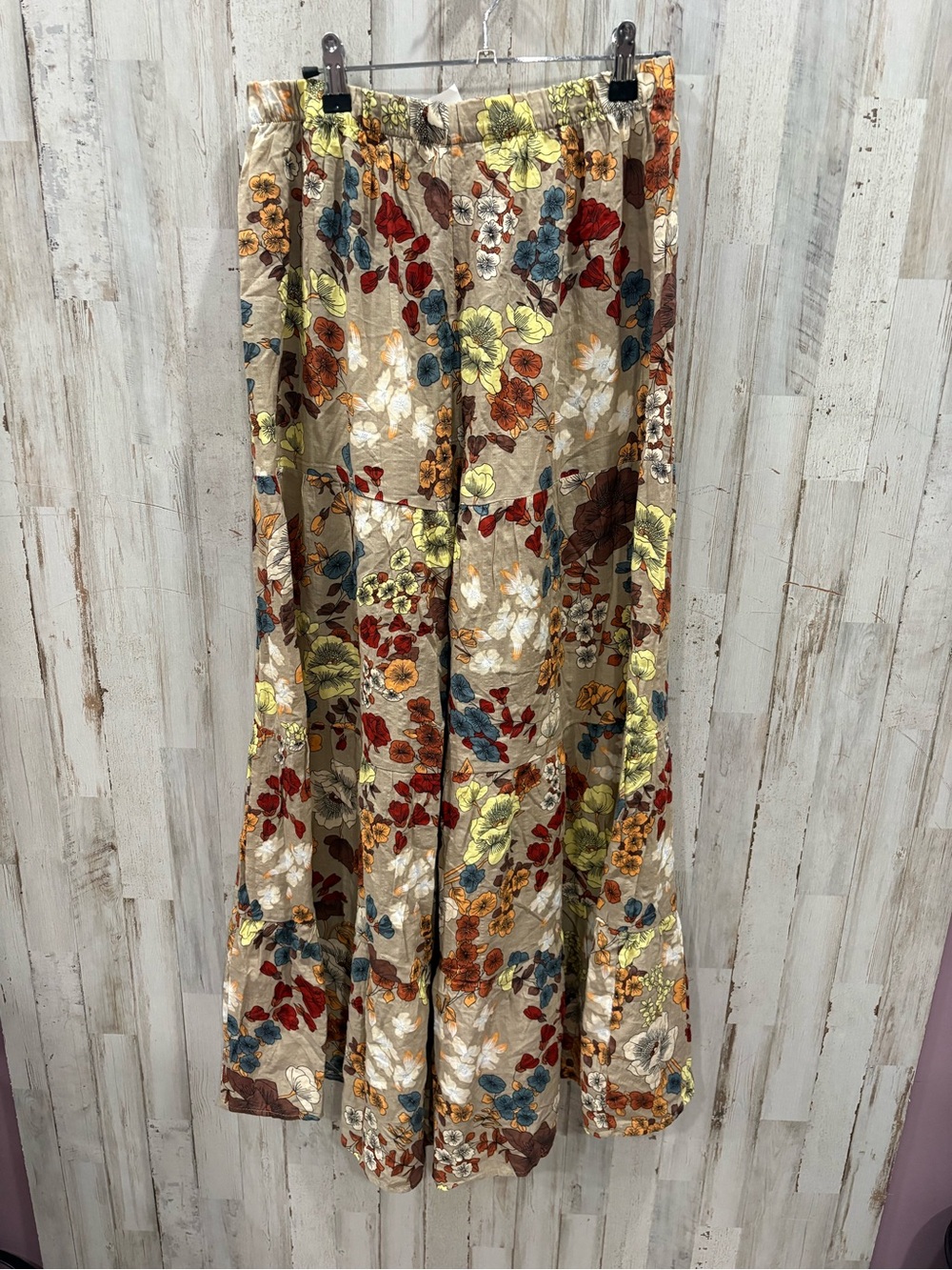 Natural Life Patti Palazzo Pants Floral Wide Leg Boho M Statement Print